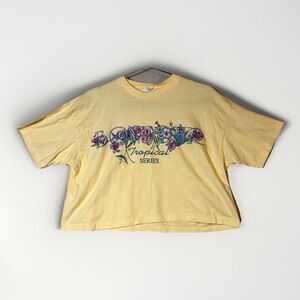 Vintage Bonjour Tropical Series Deadstock Butter Yellow Graphic Tee One Size